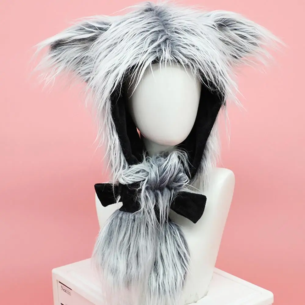 عيد الميلاد الرنة قرن الوعل قبعة شتاء دافئ واقي أذن البلوز قبعة Y2K Harajuku القوطية لوليتا قبعة فو الفراء الذئب ليوبارد قبعة