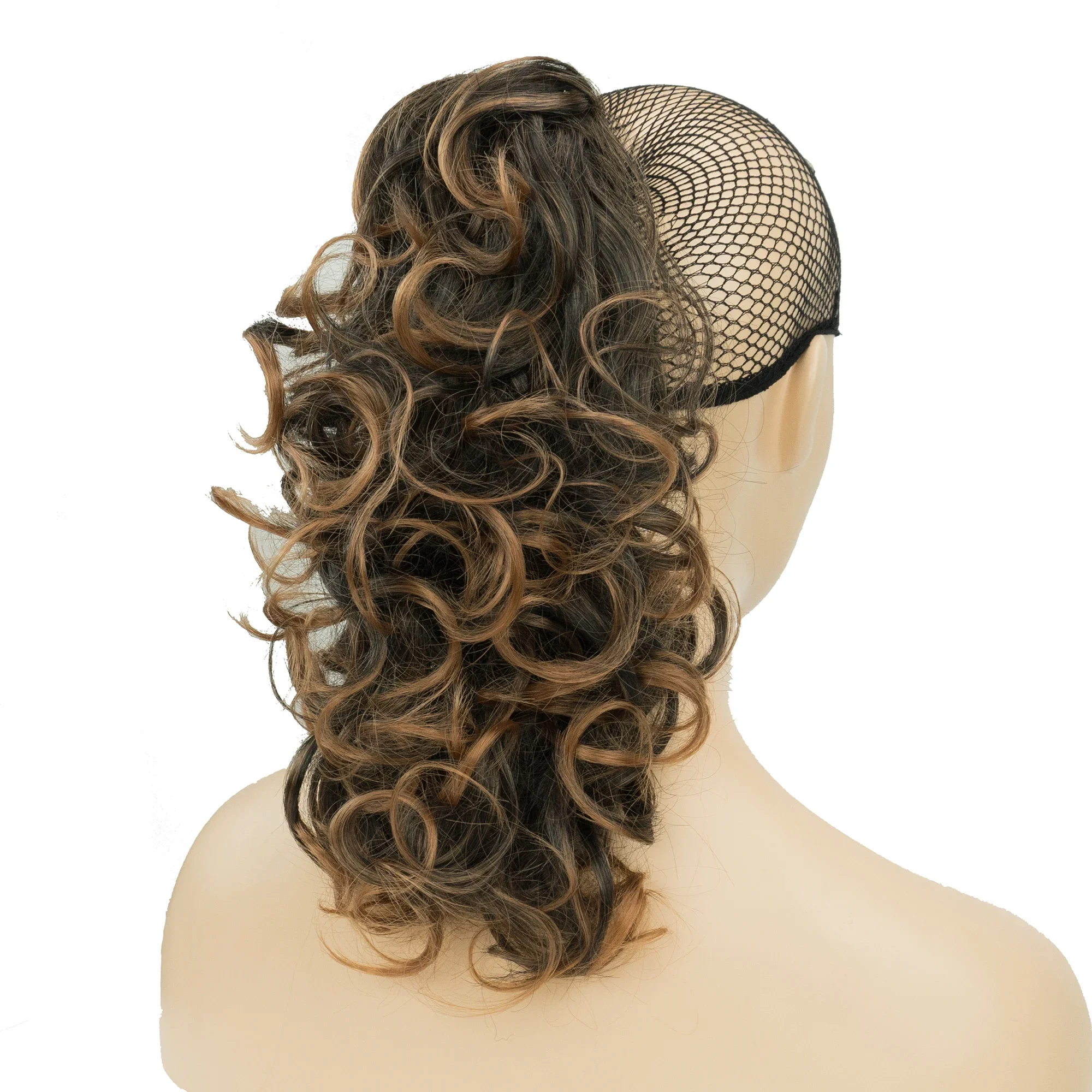 Soowee Messy Curly Black to Gray High Temperature Fiber Little Pony Tail Hairpiece Synthetic Hair Extensions Claw Ponytail