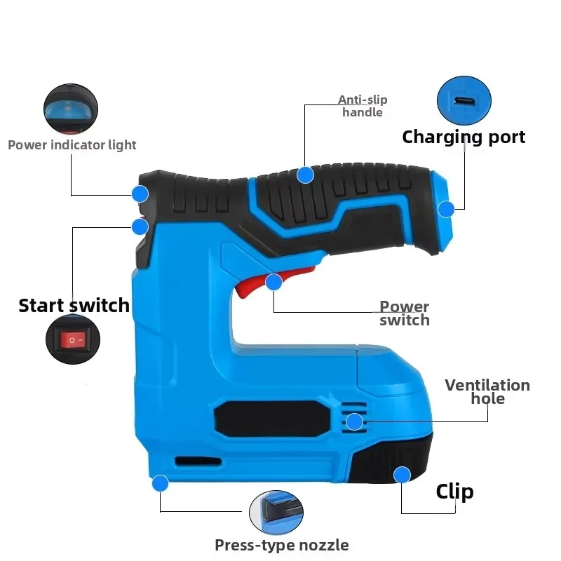 Industrial Grade Portable Mini Cordless Electric Nail Gun 3-in-1 Wood Paper Brushless Motor Stainless Steel 1500mAh 1 Year