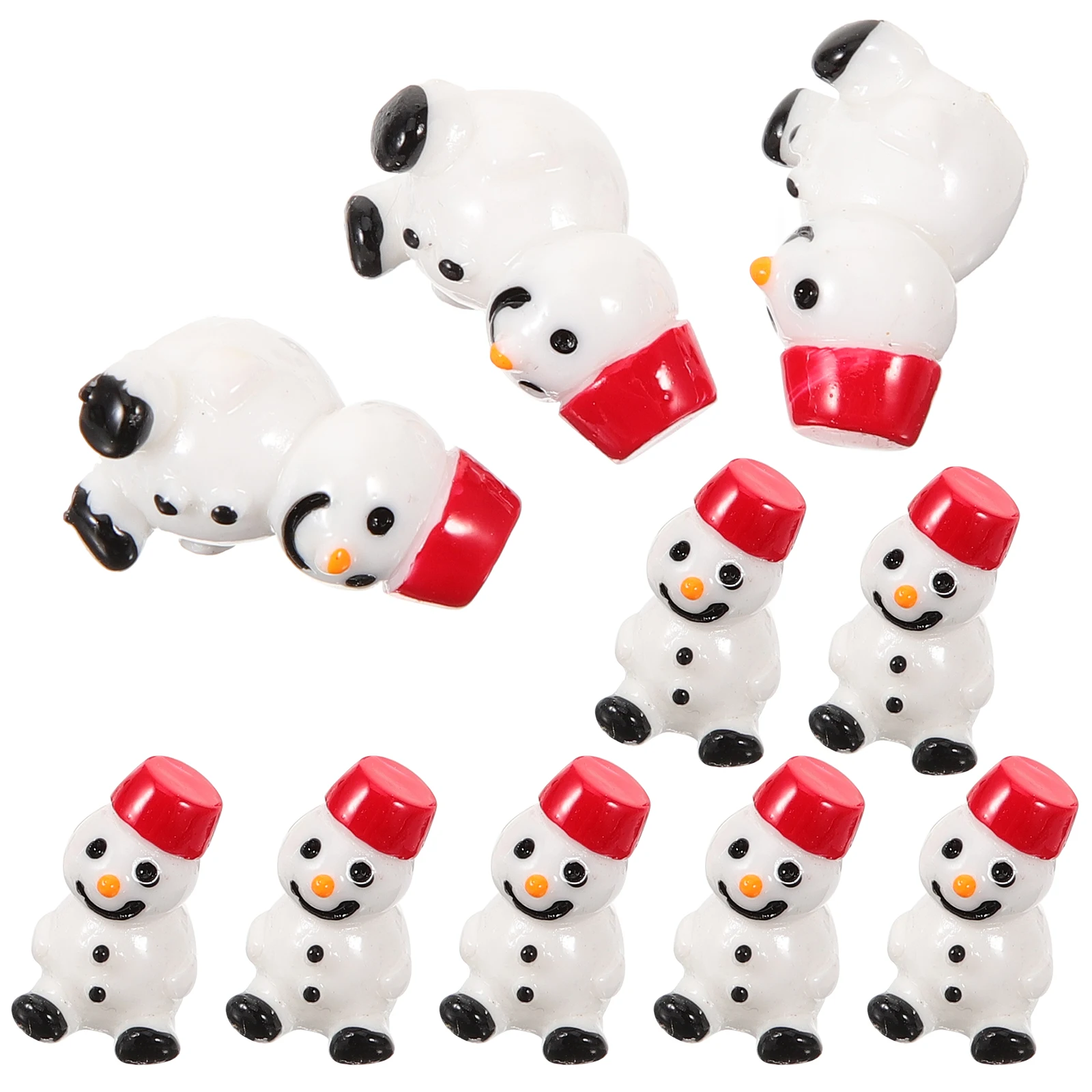 

10 Pcs Christmas Snowman Pendant Mini Ornaments for Crafts Inflatable Resin Statue Miniature Figurines Charms