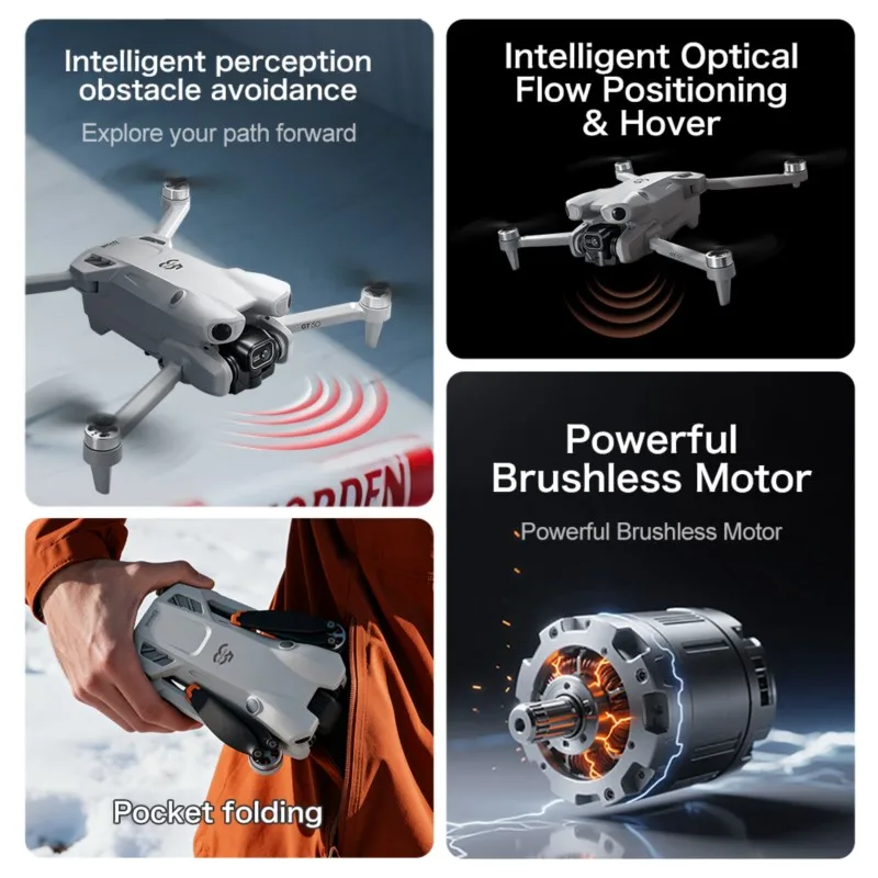 Drone professionnel GT50 PRO, caméra 4K HD EIS, positionnement du flux optique, WIFI 5G, FPV, écran UAV, télécommande, quadrirotor, jouets pliables