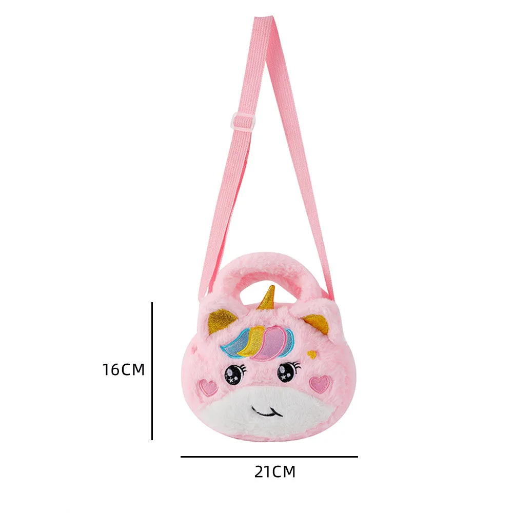 Kinder stickerei Einhorn Plüsch Spielzeug Cross body Geldbörsen und Handtaschen kleine Mädchen Regenbogen flauschige Geldbörse niedlichen Cartoon pelzigen Umhängetasche