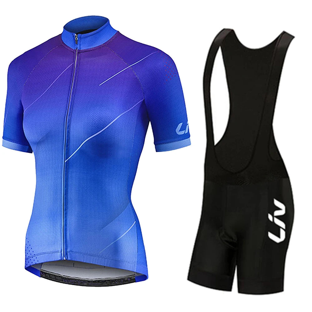 Women Summer Short Sleeve Cycling Clothing LIV Road Bike Jersey Set BIB Gel Shorts Sport Suit Female Bicycle Clothes MTB Dress