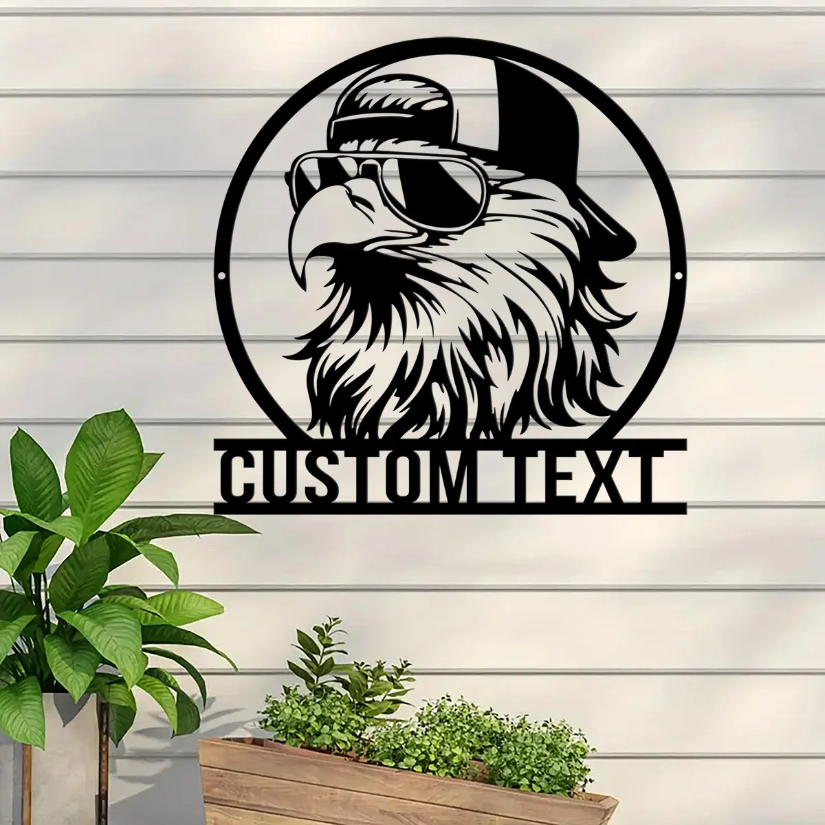 Custom Bald Eagle Trucker Hat Metal Sign Personalized Wall Art Featuring an American Eagle