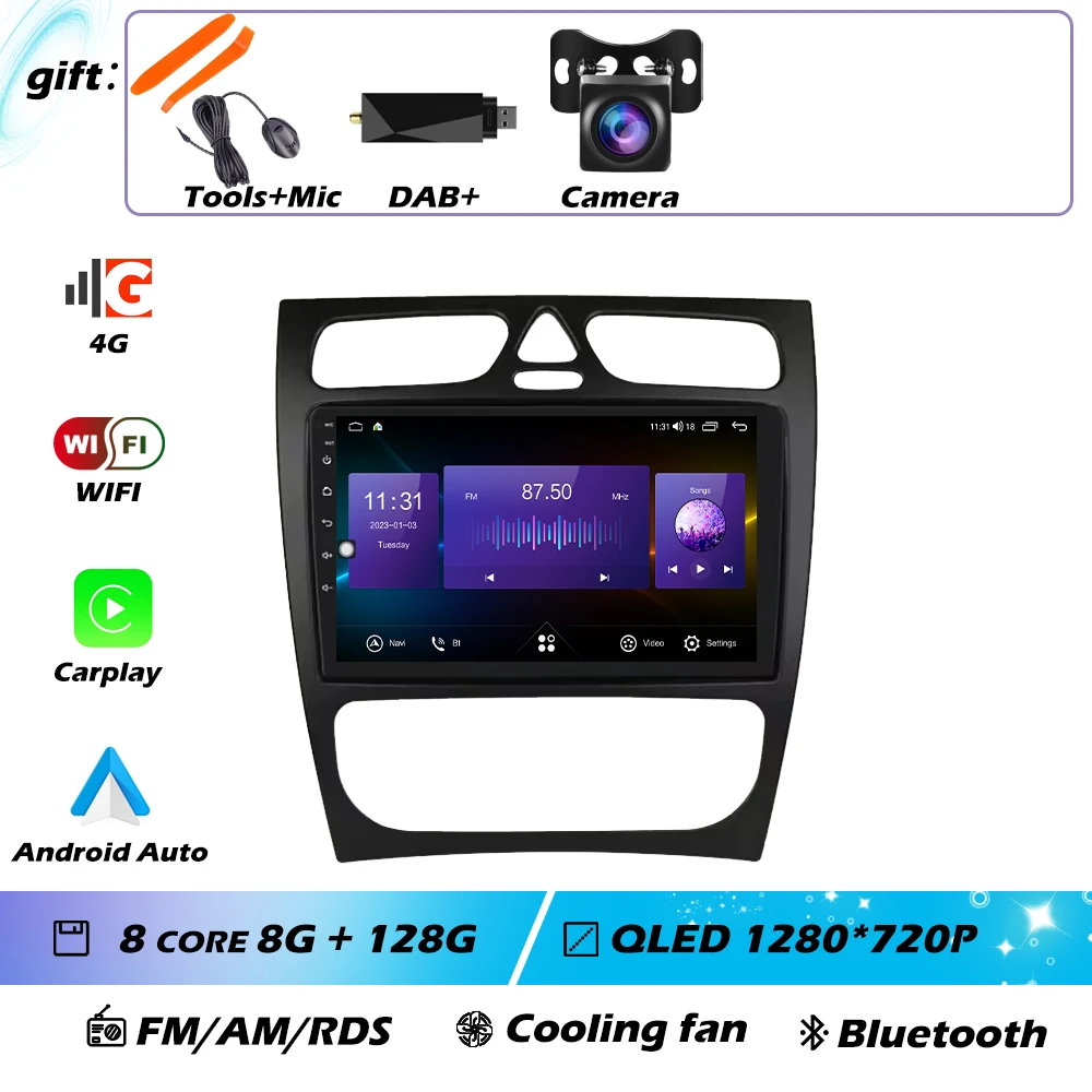 Voor Mercedes-Benz EEN W168 C W203 G W463 Vaneo Vito Viano CLK Klasse C209 Android GPS Autoradio Multimedia Video speler Carplay 4G