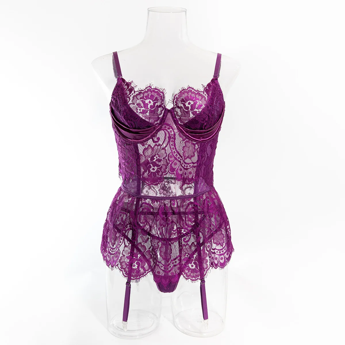 Sexy Body Lingerie Women Lace Corset 2025 Patchwork Eyelash Erotic Lingerie Set Temptation Outfit Perspective Female Underwear