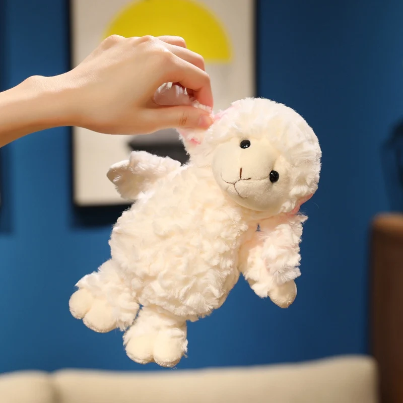 Jouet en peluche mouton blanc doux Kawaii, 16/22/30cm, poupée de couchage en peluche de dessin animé mignon, cadeau d'anniversaire idéal pour les enfants