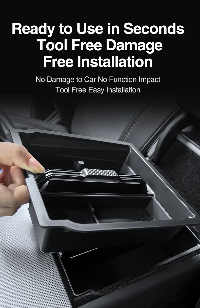 Heenvn Für Tesla Model Y Juniper 2025 2026 Model YL Auto Mittelkonsole Armlehne Doppelschichtige Aufbewahrungsbox Getränkehalter-Organizer – Detail 6