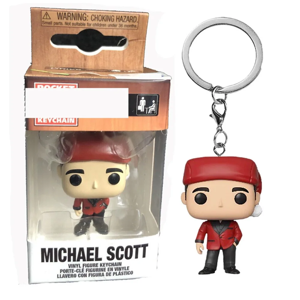 Funko POP Keychain The Office Michael Pam Beesly Kevin Malone Anime Cartoon Mini Action Toy Figures Pendant Keychains Kids Gifts