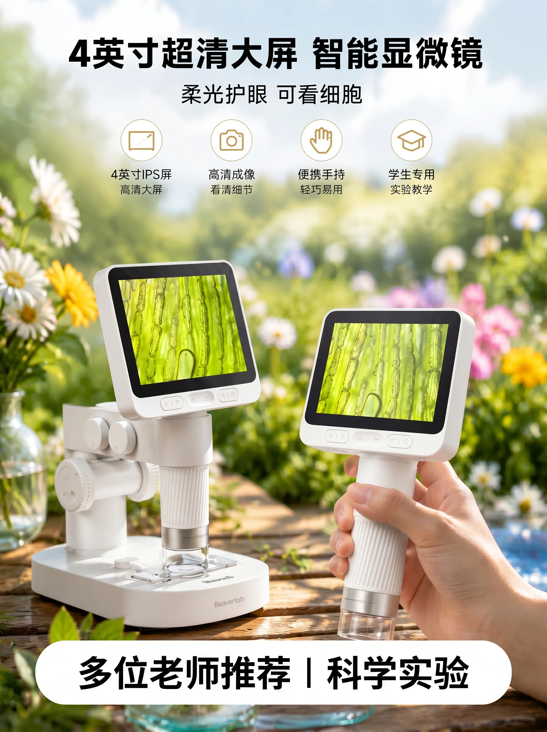 apply to HD Intelligent Biological Microscope Student Monocular Desktop Handheld Lab Microscope for Bacteria & Cell Phone Repair