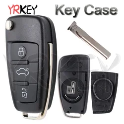 Folding Car Key Case for Audi Q7 B7 Q3 A3 TT A2 A8 A6 A6L A4 S5 C5 C6 B6 Replacement Flip Remote Car Key Shell Fob 3 Buttons