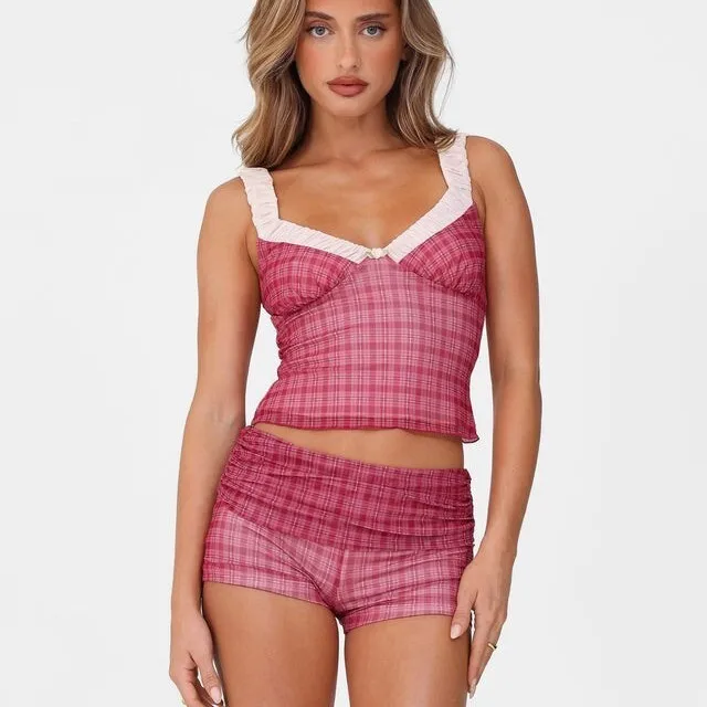 

Pure Desire Design Sle Lazy Sle Антивозрастной комплект для похудения Dopane Sweet Cool Кружевной клетчатый комплект Женский летний комплект Faion