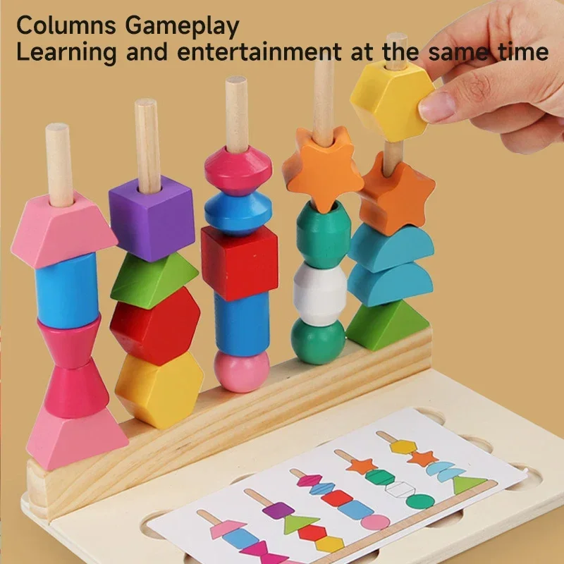 Jouets en bois Montessori, jeu de Puzzle assorti de couleurs et de formes, jouet de pêche multifonctionnel, jouet d'échecs à mémoire de forme, jouets éducatifs précoces