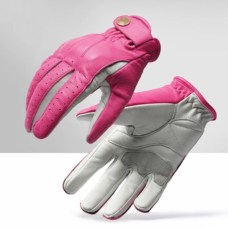 For Women Motorcycle C5 Sheepskin Gloves Breathable Anti-Slip Touchscreen No-Drill Accesorios Moto