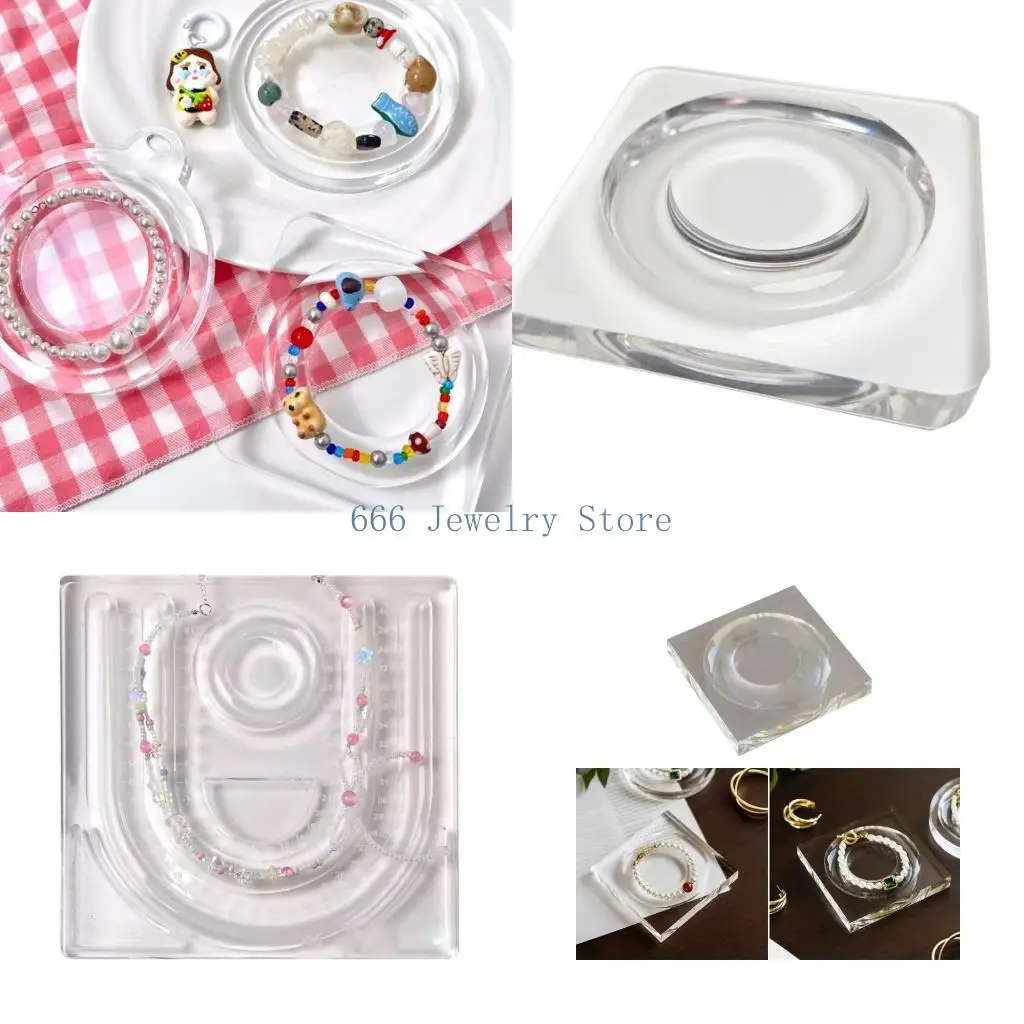 F2TD Professional Beadwork Platform Necklace Designs Mat Acrylic Jewelry Beading with Circular and Straight Grooves