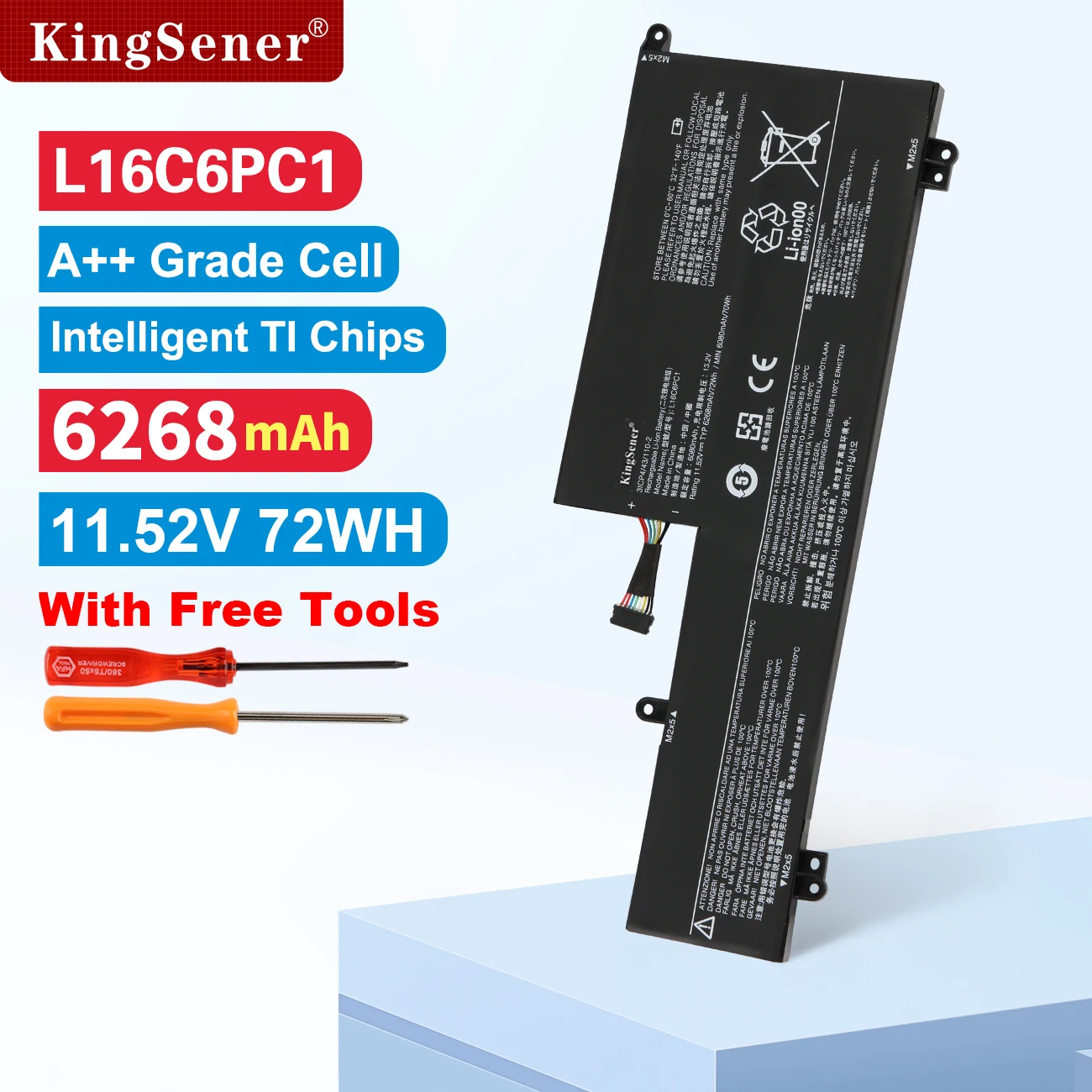 

KingSener L16L6PC1 L16C6PC1 Аккумулятор для ноутбука Lenovo Yoga 720 720-15 720-15 серииIkb L16M6PC1 11,58 В 6217 мАч 72WH