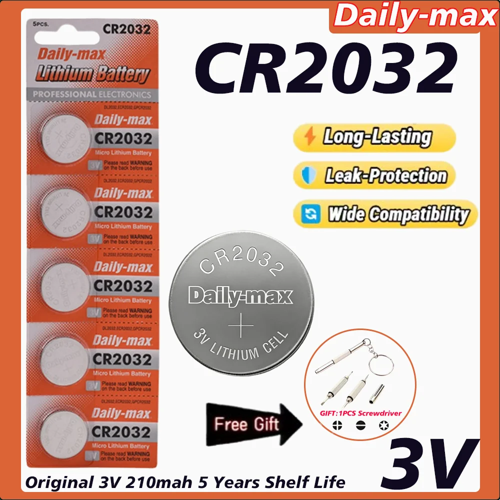 2-30 pieces original CR2032 3V lithium-ion batteries, suitable for car keys, calculators, remote controls, and toy batteries