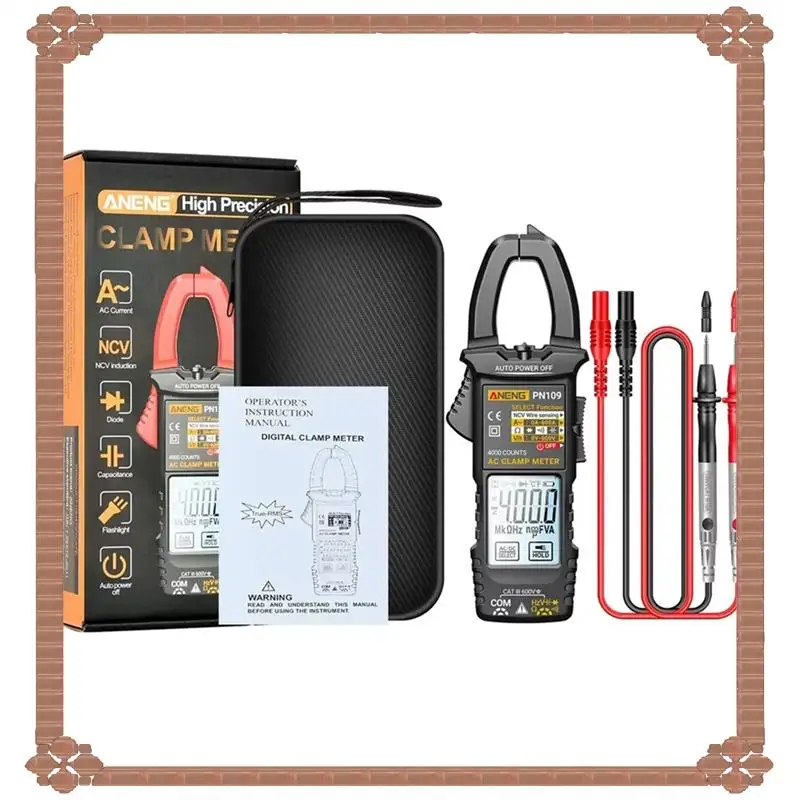 24-Hour Delivery  PN109 Smart Clamp Meter Multimeter Digital 4000 Count 600A High Current NCV Capacitance Non-Contact Volta