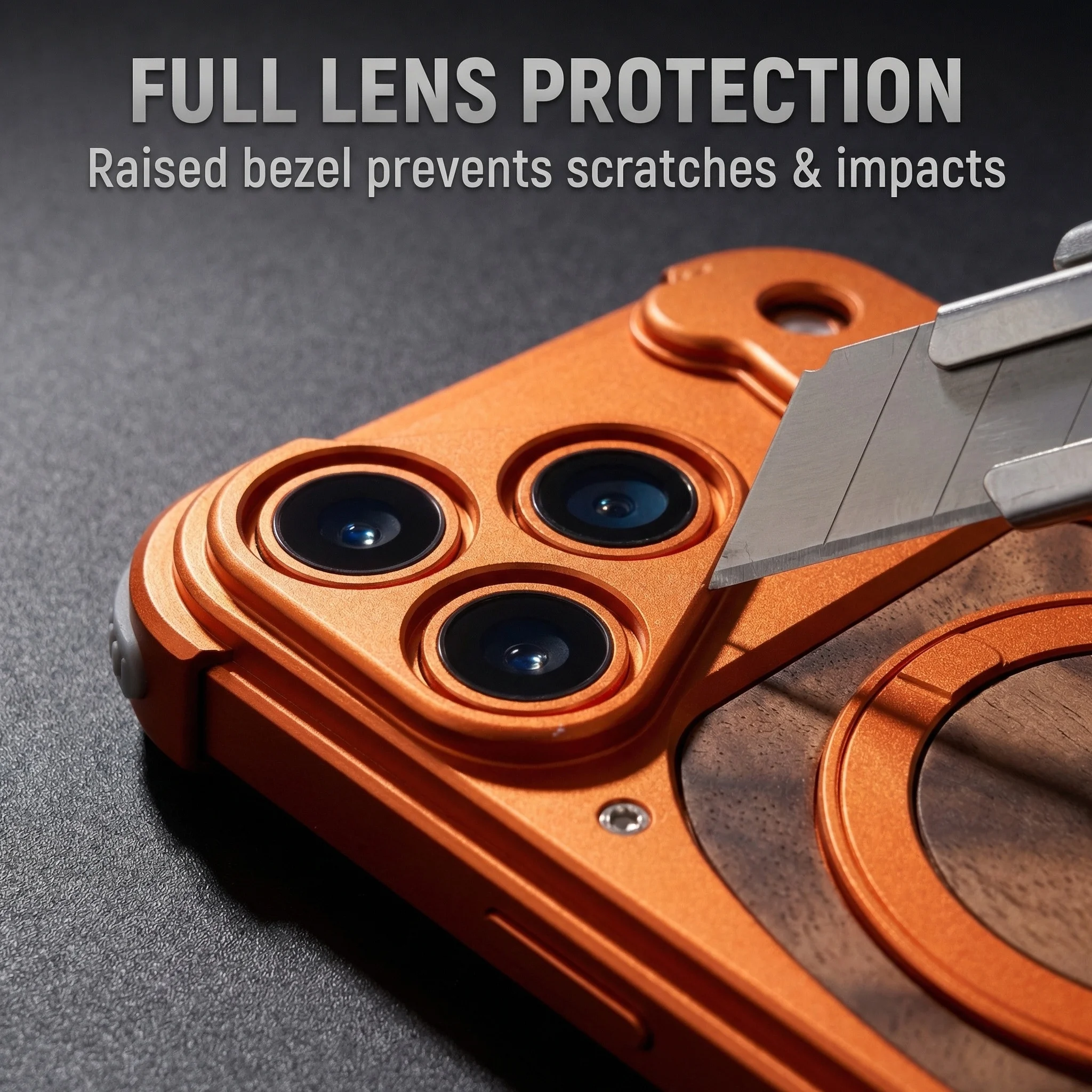 Luxury Metal Frame Walnut Wood Frameless Phone Case For iPhone 18 17 16 15 14 Pro Max Magsafe Magnetic Rotating Bracket Cover