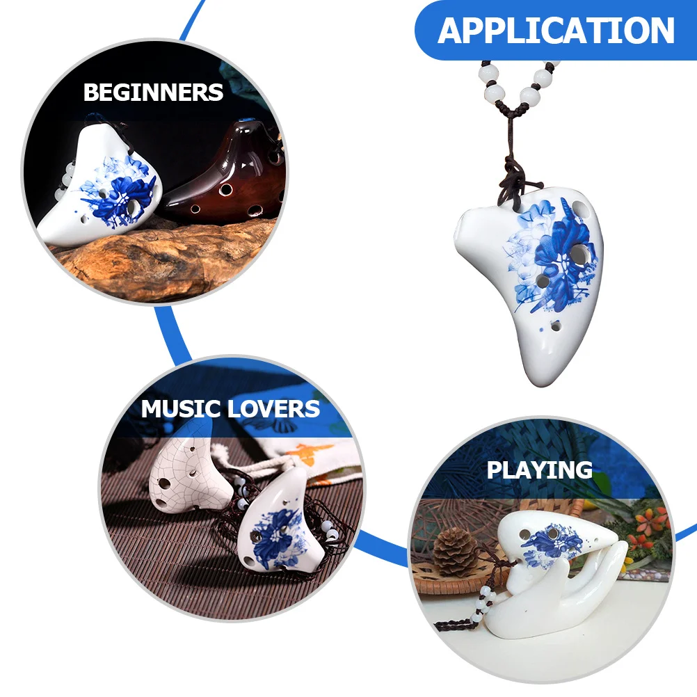 قلادة الأكرينا السيراميكية 6 فتحات أداة محمولة صغيرة خفيفة الوزن سهلة الحمل للمبتدئين ودية 6 فتحات الأكرينا