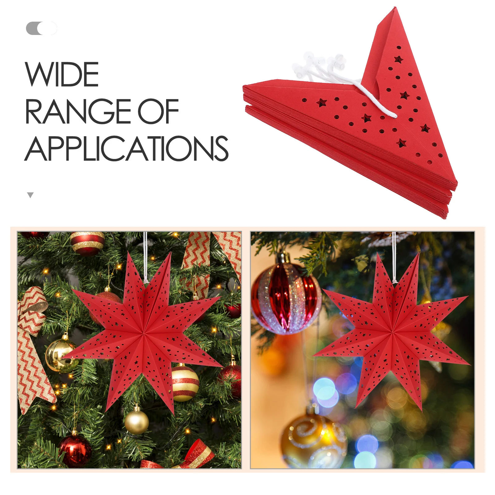 

Набор из 3 абажуров с рождественским звездным узором, премиальные бумажные фонарики, 3D подвесные украшения для гостиной и улицы