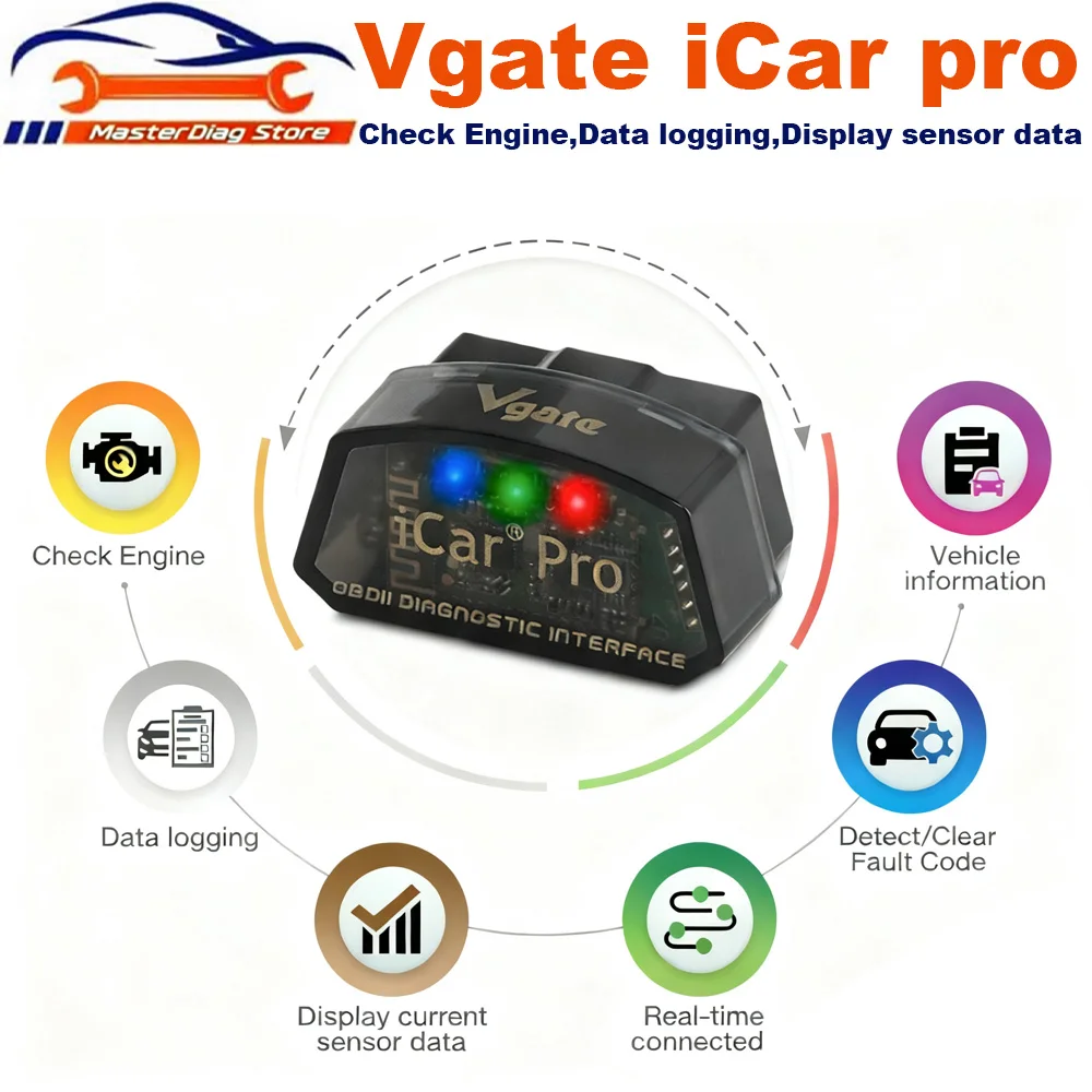 

Vgate iCar Pro Bluetooth 4.0/WIFI Car Diagnostic Tool V2.3 OBD2 EOBD Code Reader Auto Scanner 16PIN for Android/IOS/PC PK Elm327