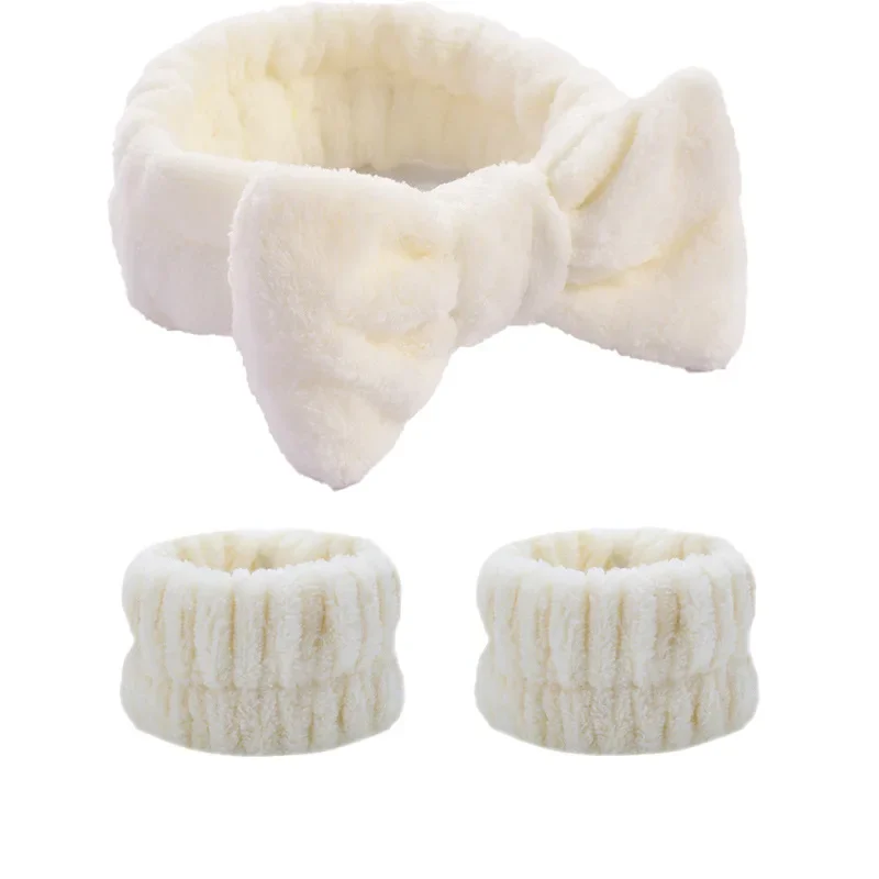 Wash Face Headbands 3PCS Women Coral Fleece Hair Bands Cuff Waterproof Bands Absorbent Wristbands Head Band Hair Accessories Set image 5