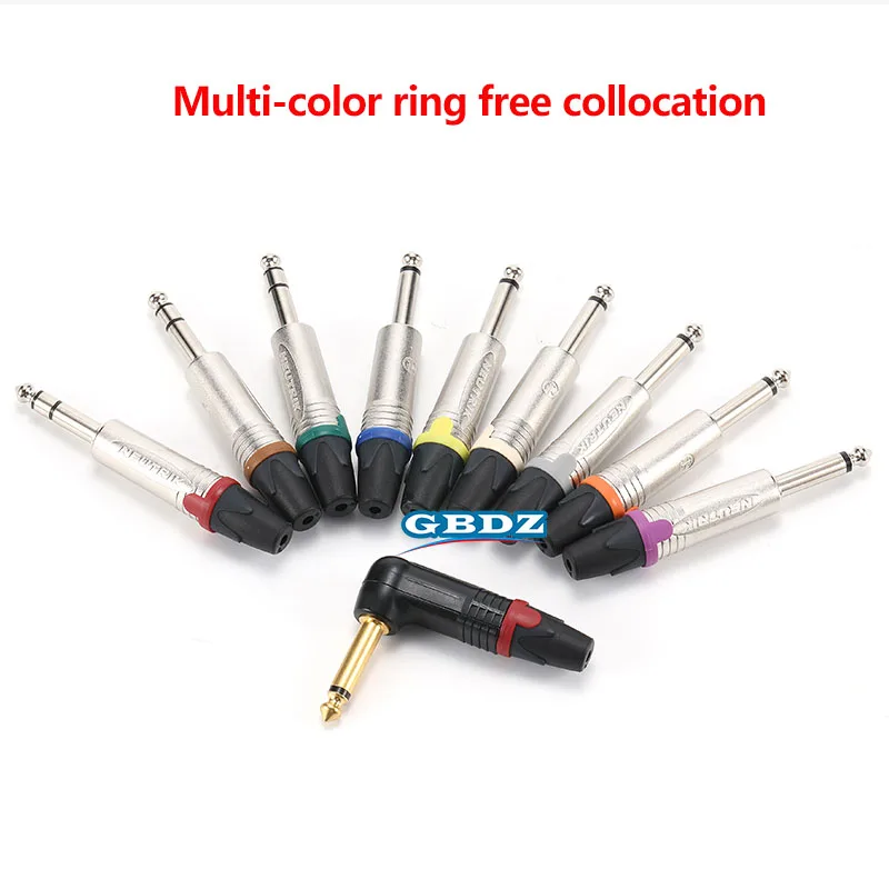 NP2X/NP3X 6.35 Jack  Colored Identification Ring Microphone Plug 1/4'' 2 Pole Male Jack Connector Ring 9 Color Multi-Selection