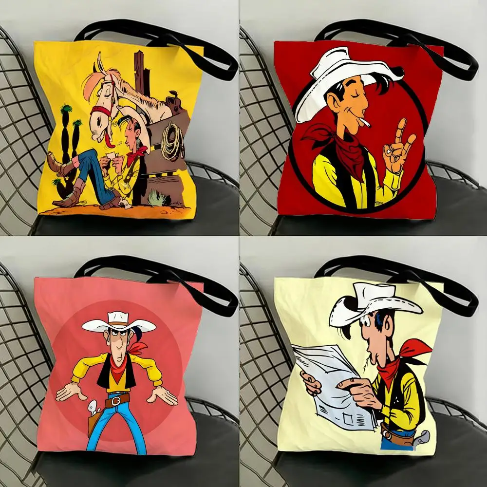 Stylish Western Classic L-Lucky L-Luke Storage Bags Bag Shopping  Large Capacity Lightweight Daily Use Single Shoulder