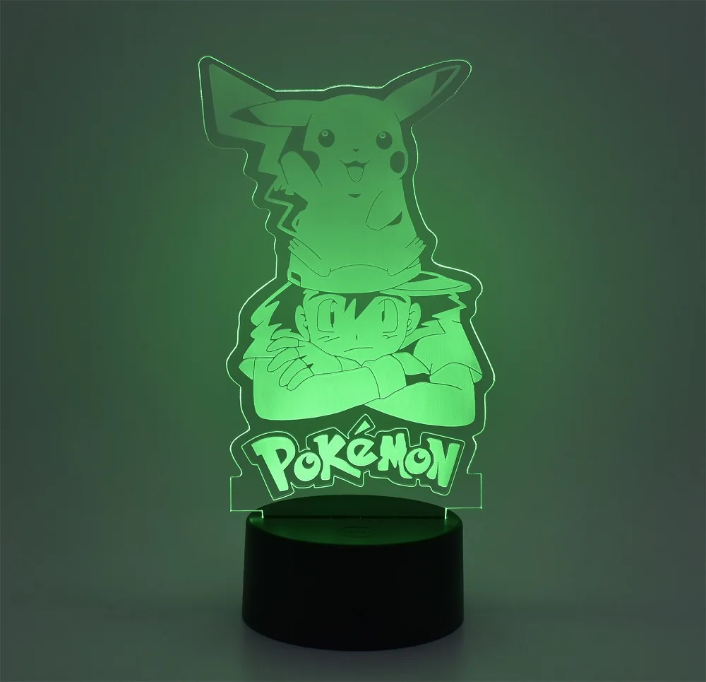 Pikachu 3D Children's Night Light 16 Color Transformation Night Light USB Charging Children's Pokemon Fans Christmas Birthday Gi