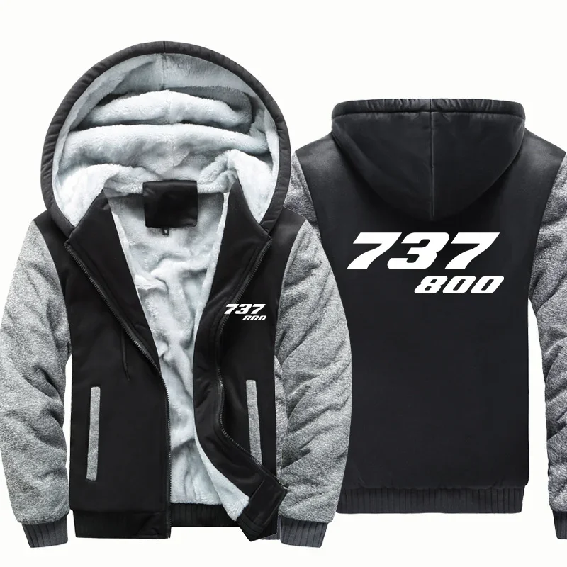 737-800 الطيران الطيران الصوف الدافئة الصوف الرجال معطف جاكيتات الخريف الشتاء سستة مقنعين سميكة هوديس بلوزات #2