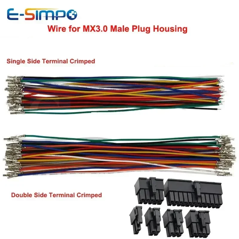 100PCS Molex 3.0mm Small 5557/5559 43025 Male Female Docking Terminal Crimp Wire 20cm 20AWG Single Head Electronic Cable Harness