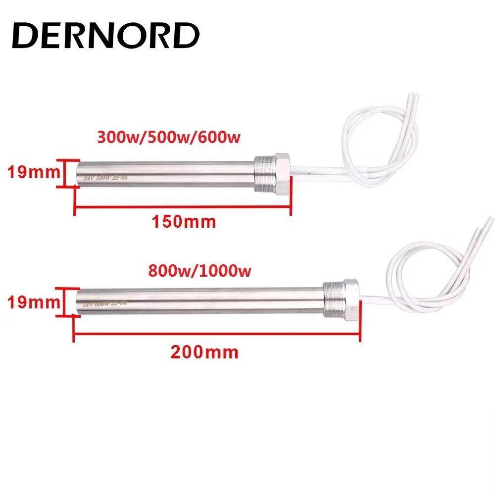 3/4 "NPT 스레드 카트리지 침수 히터 300W 500W 600W 800W 1000W 전기 물 가열 요소 24V 36V 48V 직경 19MM