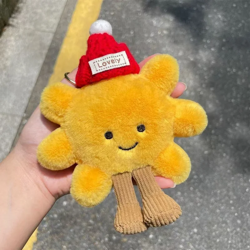 Super schattige zonnebloem hanger sleutelhanger, cartoon pluche hanger decoratie, pluche pop speelgoed decoratie, verjaardagscadeau speelgoed decoratie