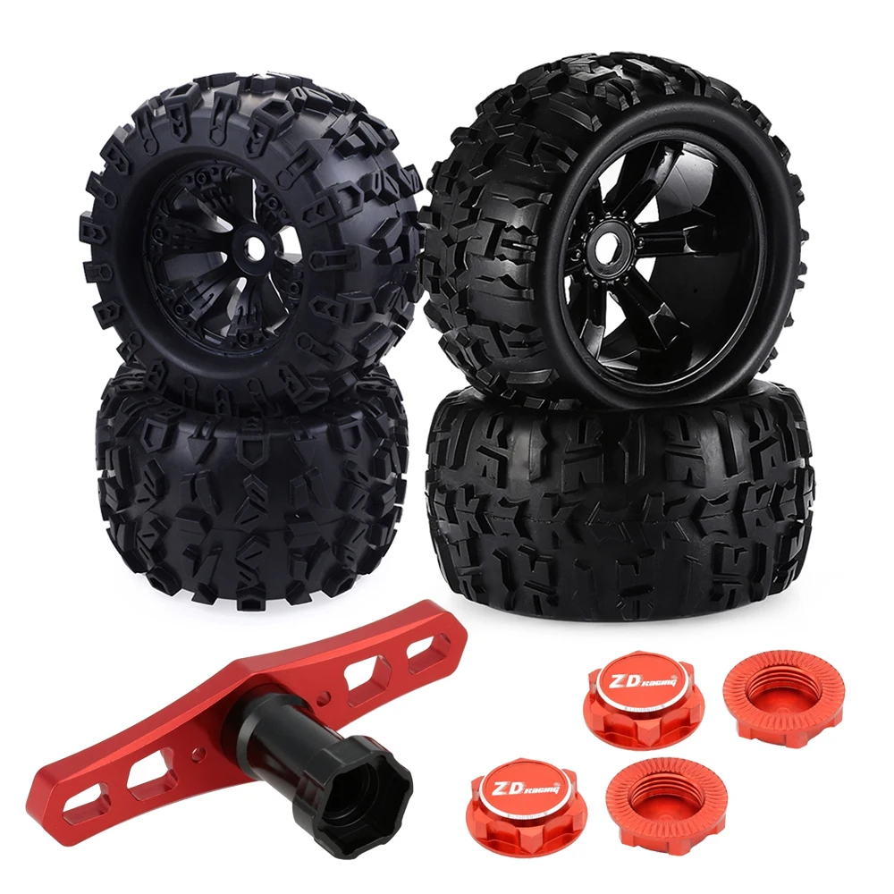 

4pcs/pack 1/8 Scale 17mm Hex RC Truck Tires and Wheels Set Glued for Traxxas Maxx Tmaxx E-Revo Revo 3.3, JLB Cheetah Monster