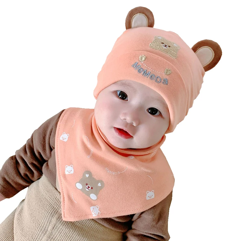 New Baby Beanie Autumn Winter Newborn Baby Hat for Girls Boys Cotton Baby Cap Scarf Set Soft Infant Toddler Bonnet Hats