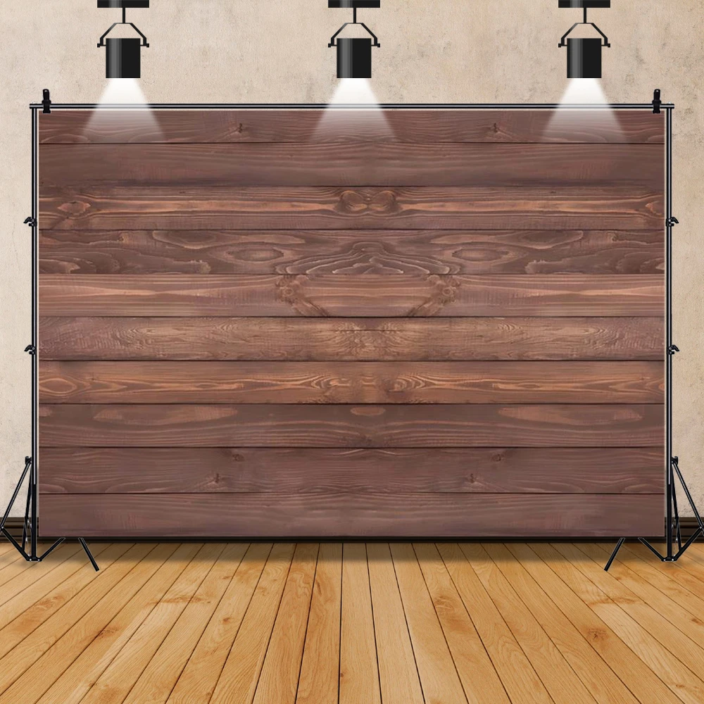 Laeacco Brown Wooden Backdrop for Photography Rustic Wood Wedding Baby Shower Birthday Party Kids Pets Portrait Background