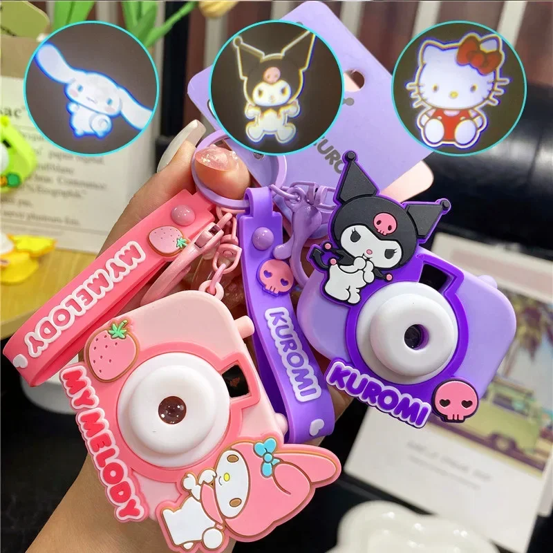 Sanrio KeyChain Hello Kitty Kuromi Cinnamoroll KeyChain Pendant Bag Ornament Accessories Projector Camera Anime Creative toy