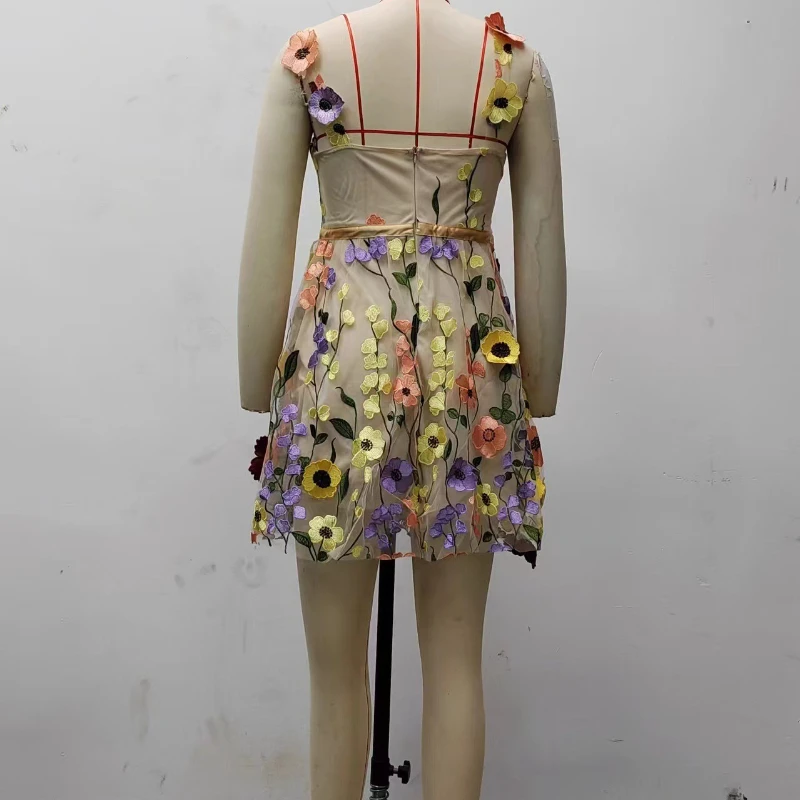 2025 verão sexy fora do ombro vestido sem alças floral bordado bodycon faixa arco vestido princesa fairycore noite mini vestido