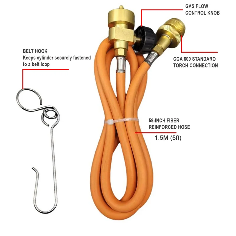 Extension Hose Torch Hose Kit HVAC Plumbing Welding Plastic Silver With Hook CGA600 Hose And Belt Metal Orange