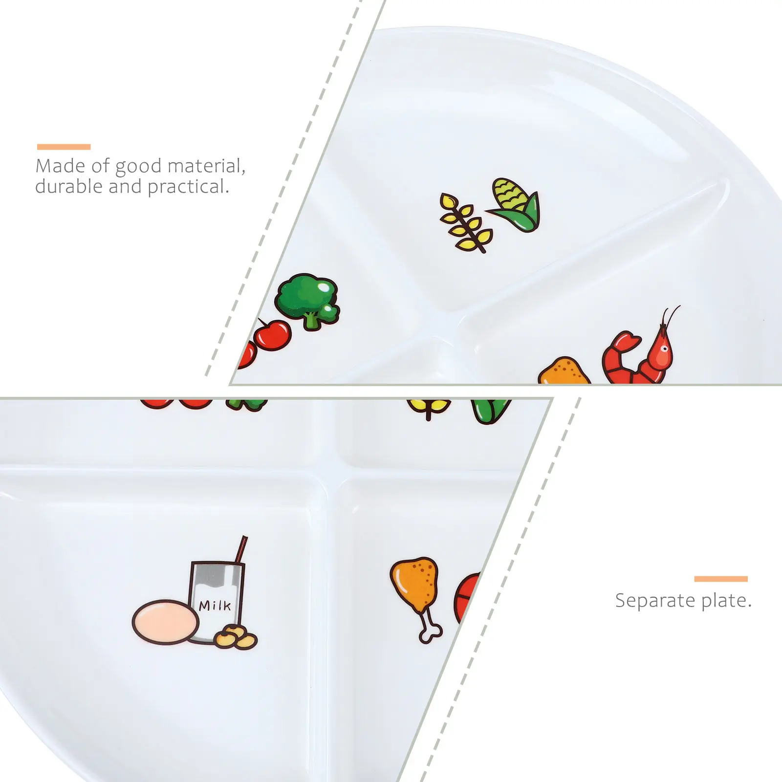 Portable Four Grids Breakfast Plate High-Quality Melamine Multi-Grids Food Tray for Home Use Quantitative Diet Serving Dish