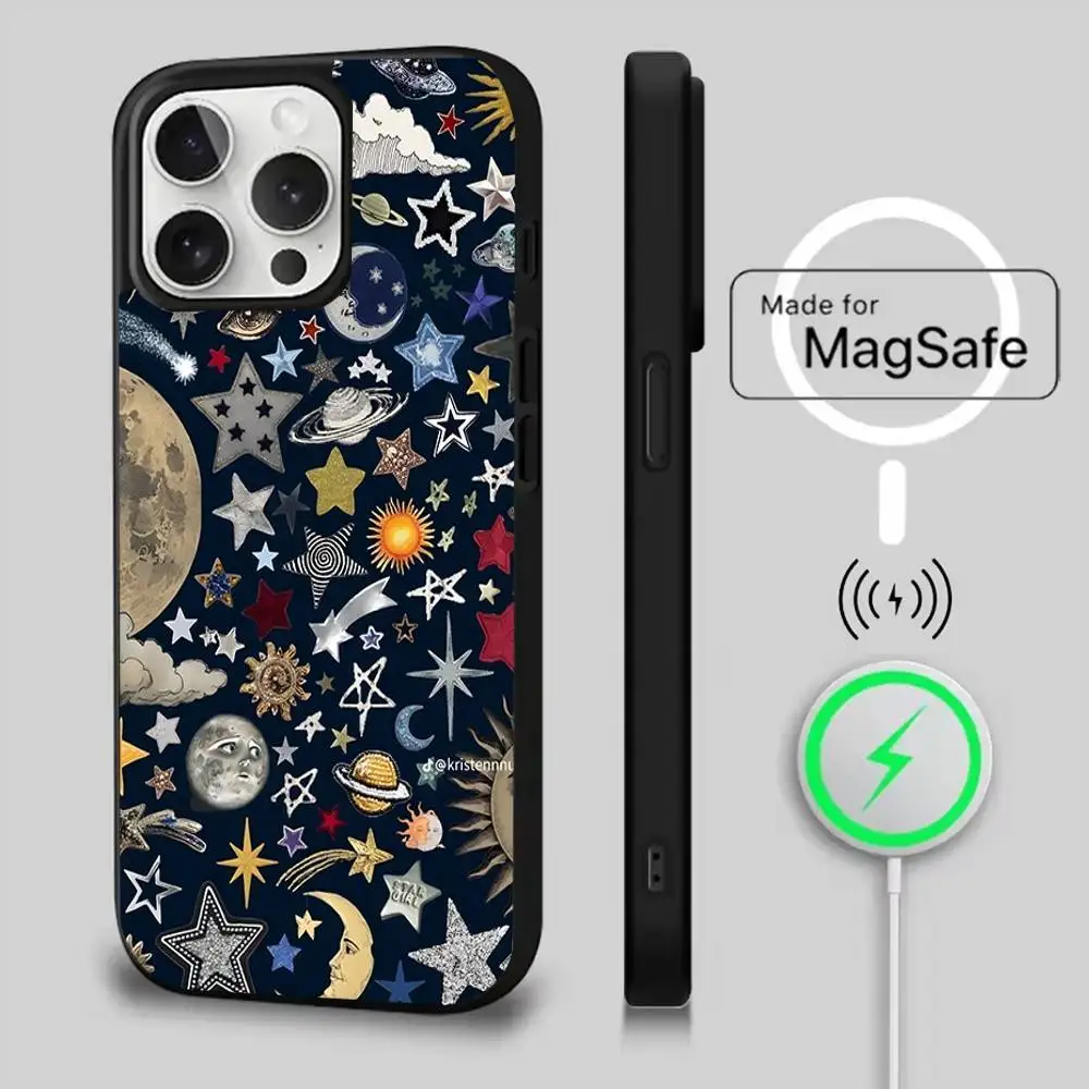 Colorful Star Phone Case  For iPhone 17,16,15,14,13,12,11,Pro,Max,Plus,Mini,Magsafe,Magnetic Wireless Charging Case