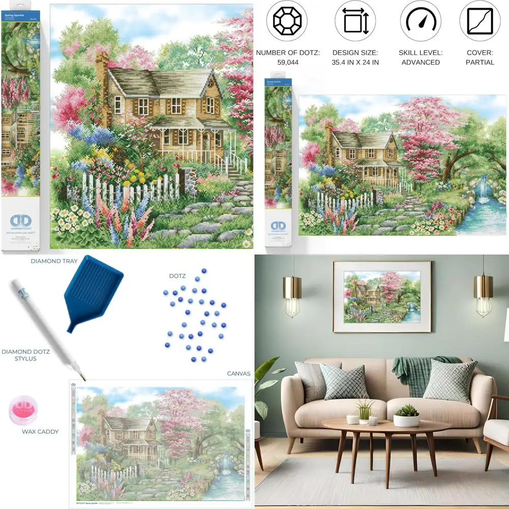 

Adults' Spring Sparkle Diamond Art Kits: Relaxing Creative Craft with Dotz Gems for Stress Relief and Artistic Expression