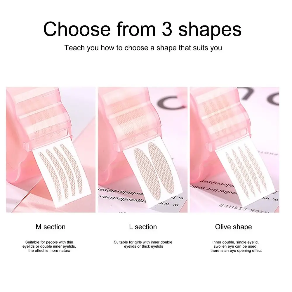 360Pcs Invisible Lace Eyelid Sticker Olive Shaped Fold Double Eyelid Tape Transparent with Auxiliary Tool Mesh Eye Stickers