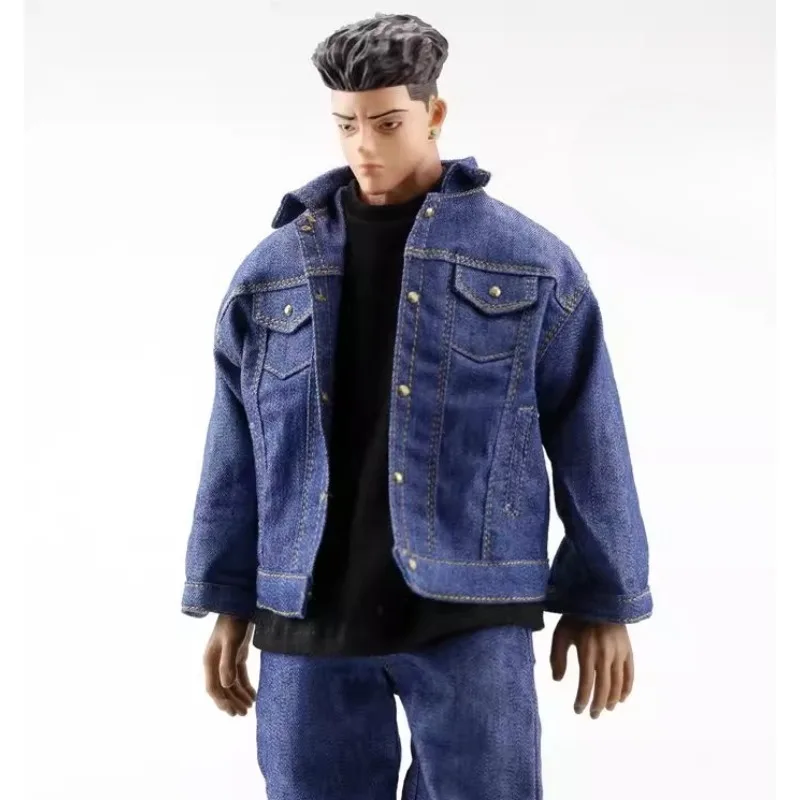 1/6 Scale Male Soldier Fashion Denim Top Coat Jacket Loose Jeans Pants Clothes Model for 12" Action Figures Strong Muscle Body