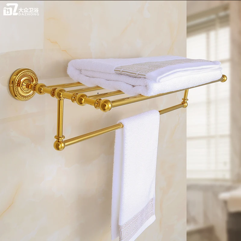 

All-copper gold towel rack set retro towel rack bathroom hardware bathroom pendant rack