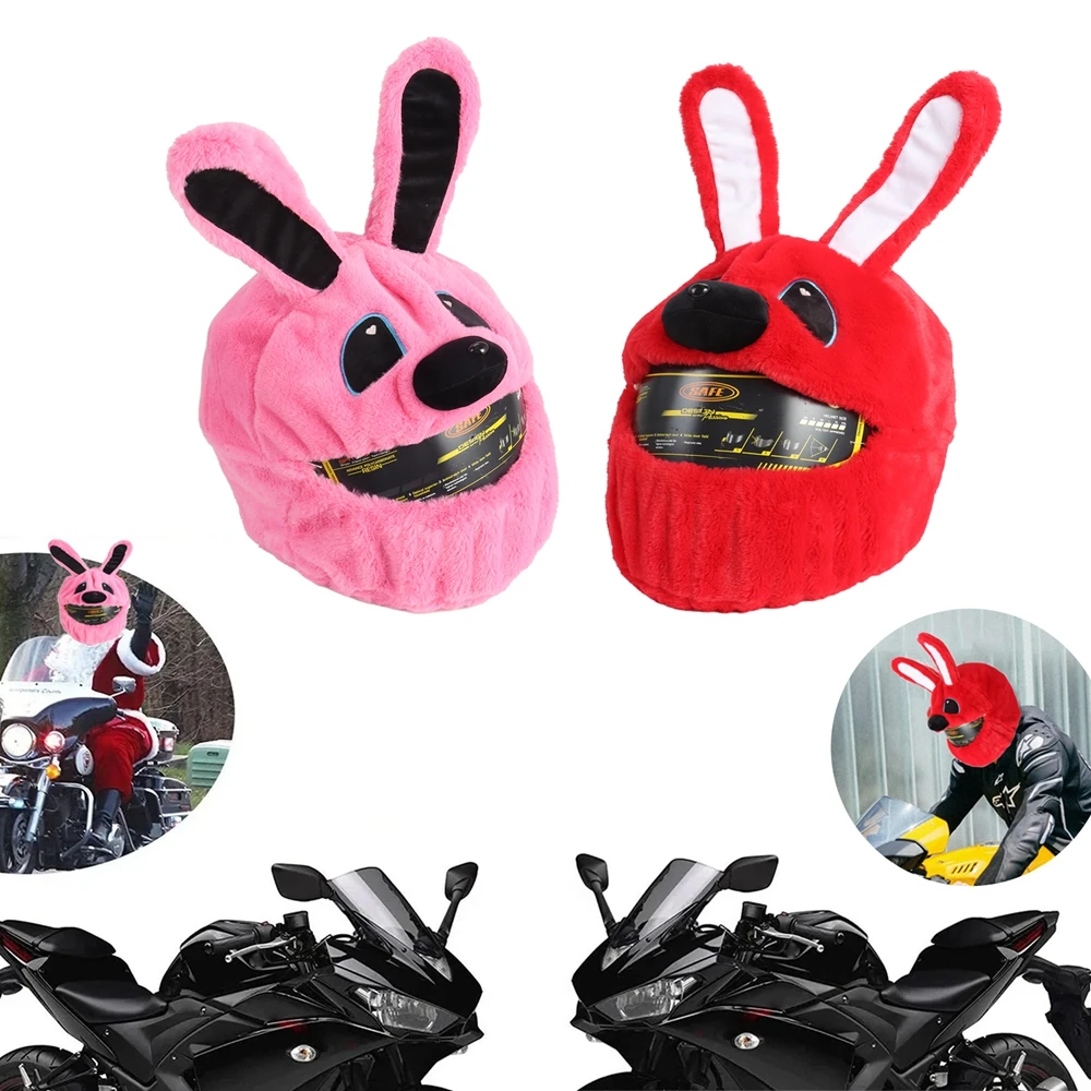 Helmet Protection Headgear Cover Cartoon Fluffy Plush Set For Motorcycle Full-Face Protective Case Motorbike Safety Trendy 2