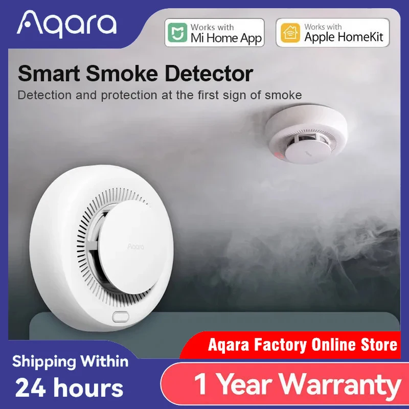 

Aqara Smoke Detector Sensor Zigbee 3.0 Smart Fire Alarm Monitor Sound Alert Home Security APP Work With Xiaomi Mi home Homekit