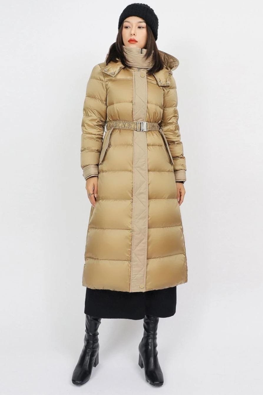 

2026 Winter Fashion Women's Down Jacket Slim Fit 90 White Duck Down Windproof Hooded Down Jacket