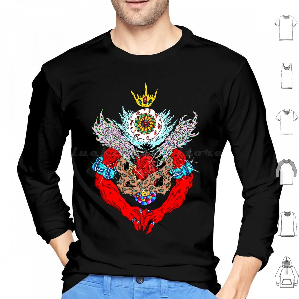 Eyeball Angel Hoodie cotton Long Sleeve Cool Amazing Angel Demon Fire Creepy Red Colorful Original King Monster Goth